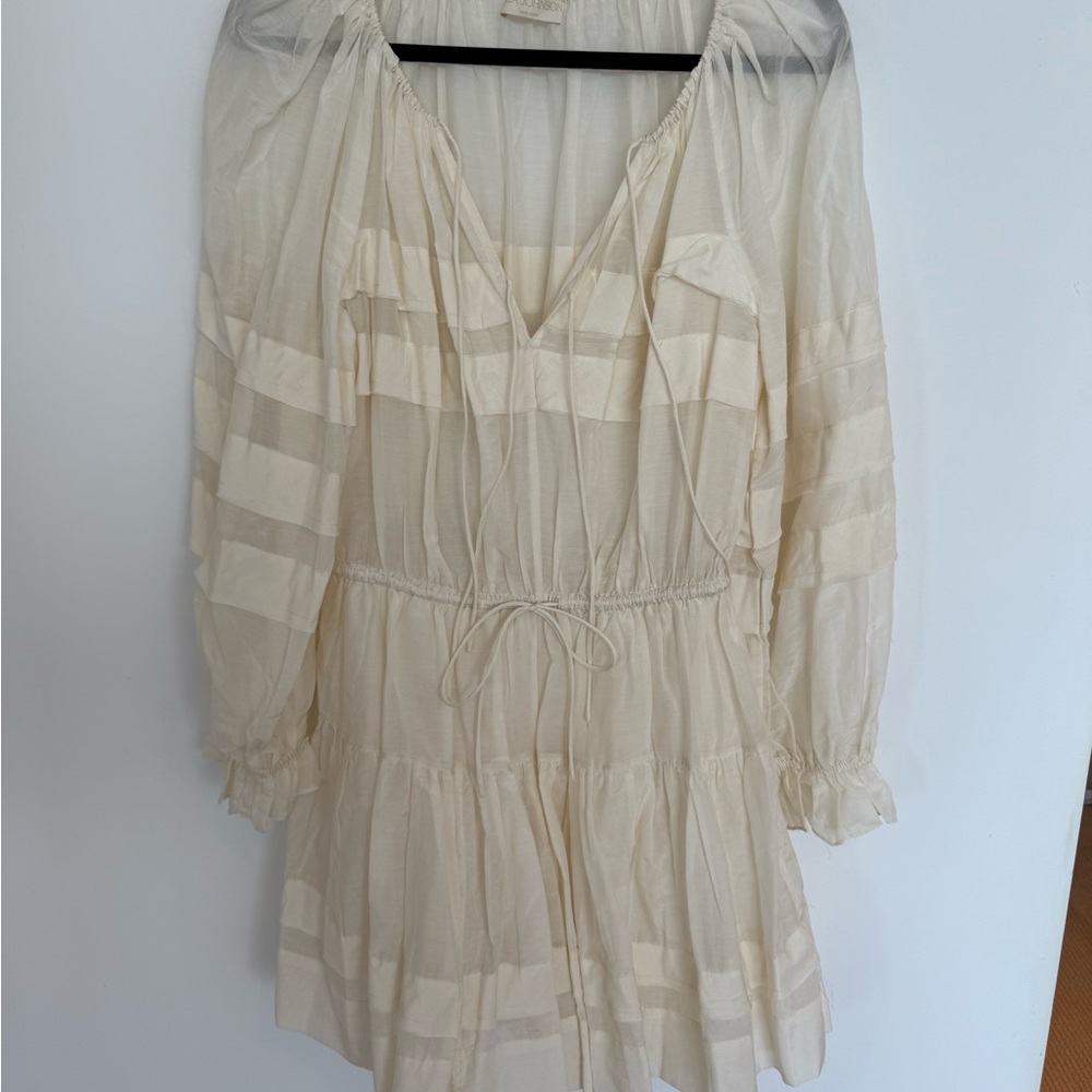 Ulla Johnson NWOT Polly Ruffled Longsleeve Ivory Mini Dress Size 6 - Picture 5 of 9